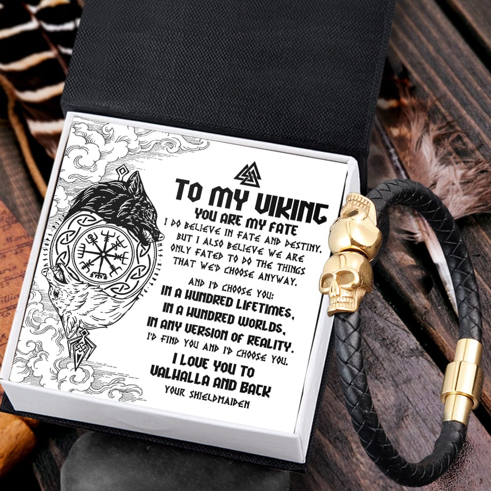 Skull Cuff Bracelet - Viking - To My Viking - You Are My Fate - Gbbh26021
