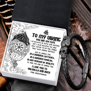 Skull Cuff Bracelet - Viking - To My Viking - You Are My Fate - Gbbh26021