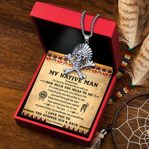 Skull Indian Chief Necklace - Native American - To My Native Man - How Much You Mean To Me - Gnfz26002