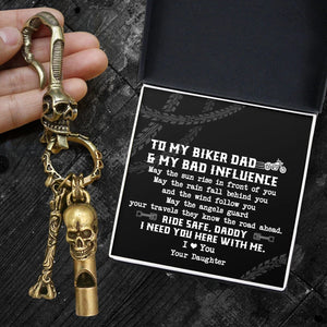 Skull Keychain Holder - Biker - To My Dad - May The Angels Guard Your Travels They Know The Road Ahead - Gkci18021