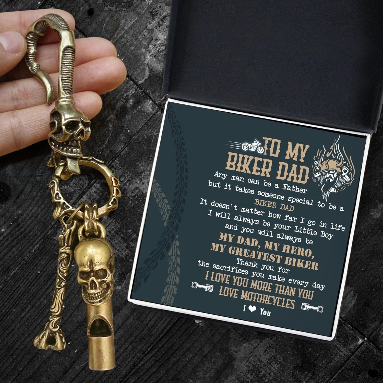 Wrapsify Skull Keychain Holder - to My Father - from Daughter - How Special You Are to Me - Gkci18009 Buy with Handmade Gift Box