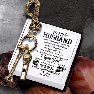 Skull Keychain Holder - Biker - To My Husband - You Are The Other Half Of Me - Gkci14003