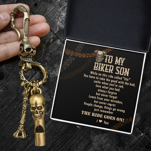 Skull Keychain Holder - Biker - To My Son - The Ride Goes On - Gkci16010