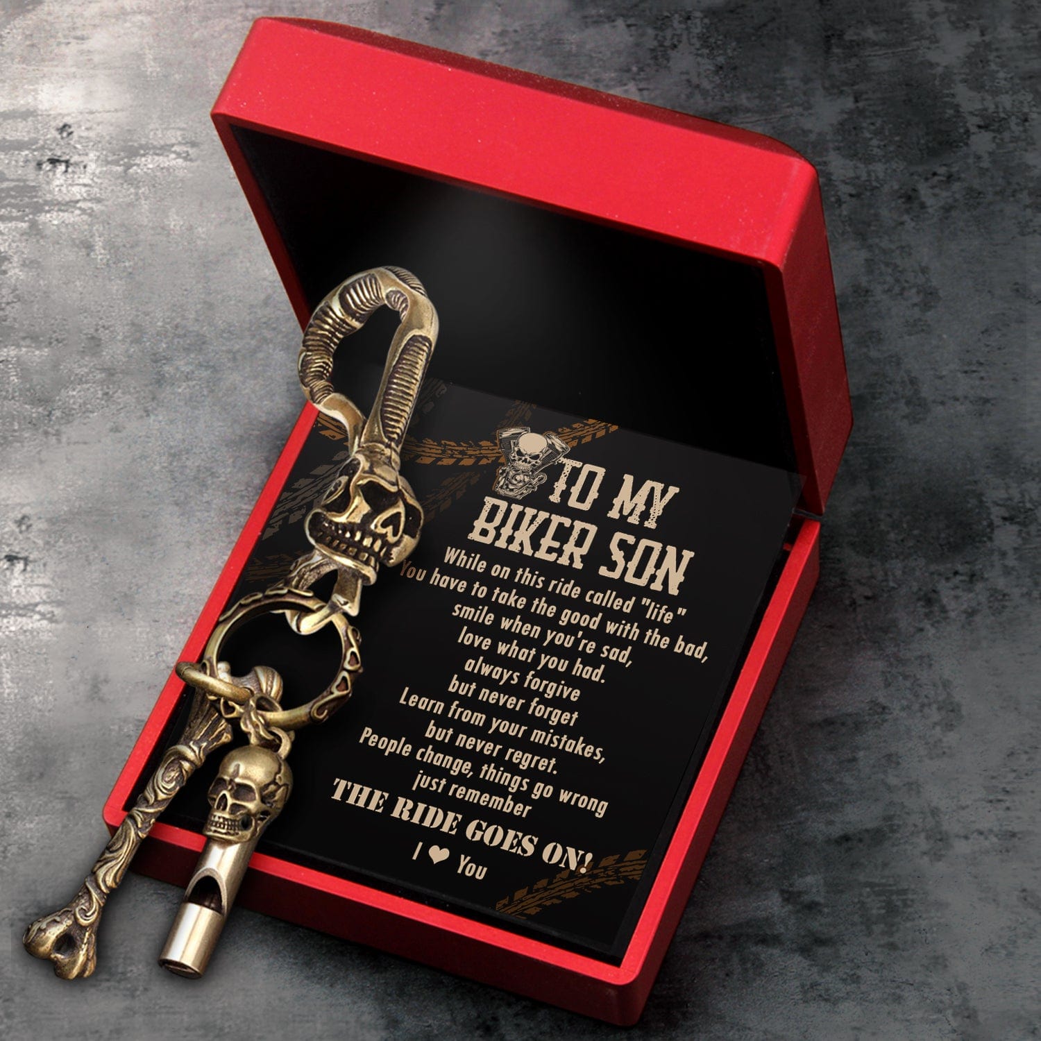 Skull Keychain Holder - Biker - To My Old Man - We Wanna Go Everywhere -  Gifts Holder
