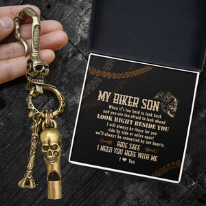 Skull Keychain Holder - Biker - To My Son - We'll Always Be Connected By Our Hearts - Gkci16013