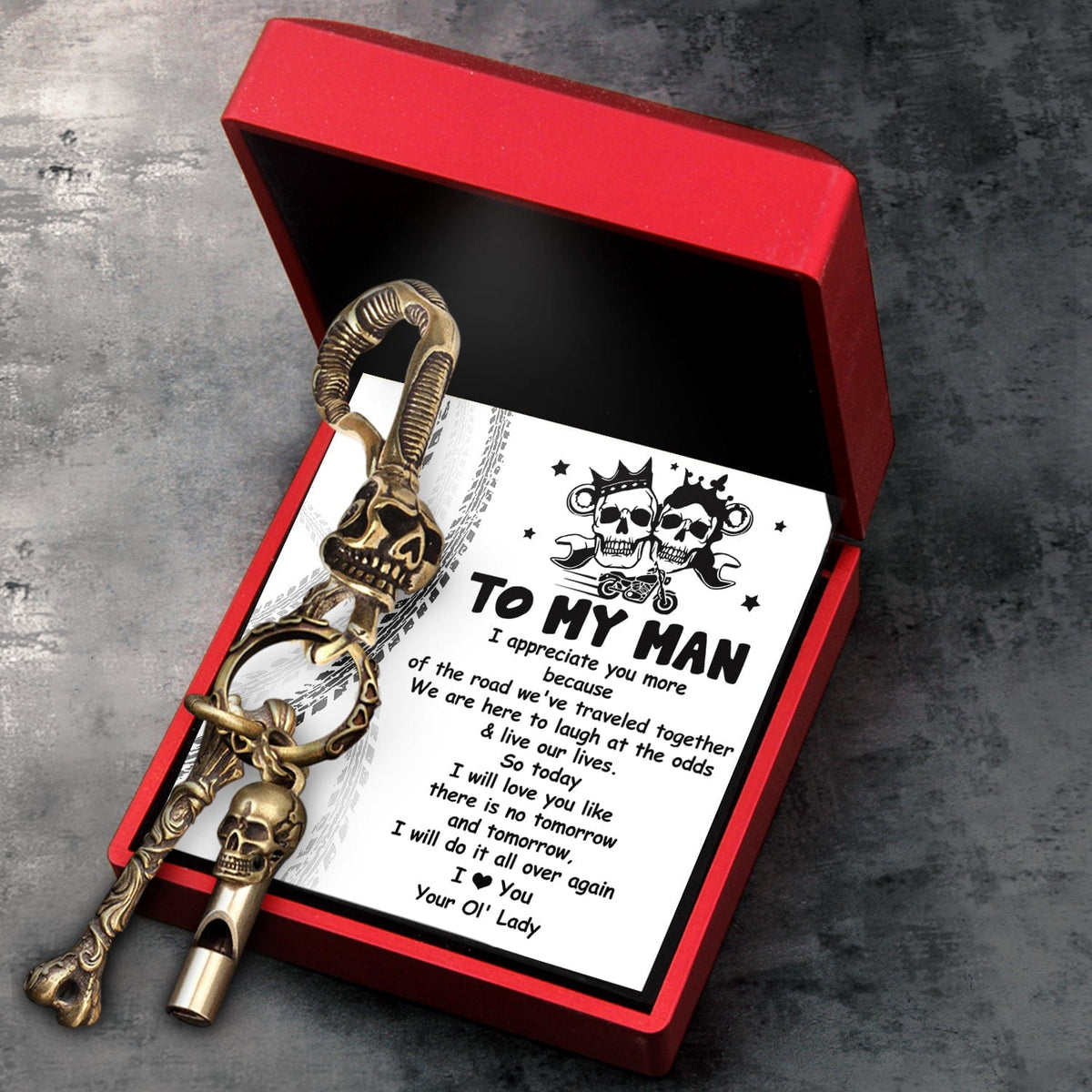 Skull Keychain Holder - Biker - To My Soulmate - So Today I Will Love You Like There Is No Tomorrow And Tomorrow - Gkci26019