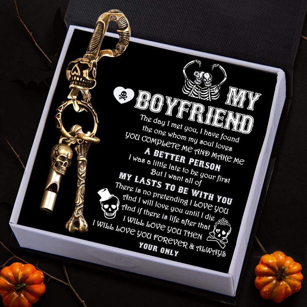 Skull Keychain Holder - My Boyfriend - I Will Love You Forever & Always - Gkci12001