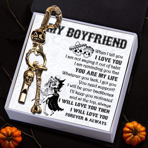 Skull Keychain Holder - My Boyfriend - I Will Love You Forever & Always - Gkci12002