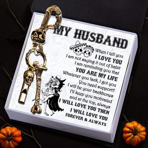 Skull Keychain Holder - My Husband - I Will Love You Forever & Always - Gkci14002