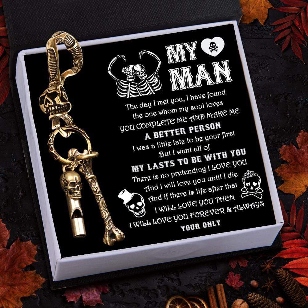 Skull Keychain Holder - My Man - I Will Love You Forever & Always - Gkci26003