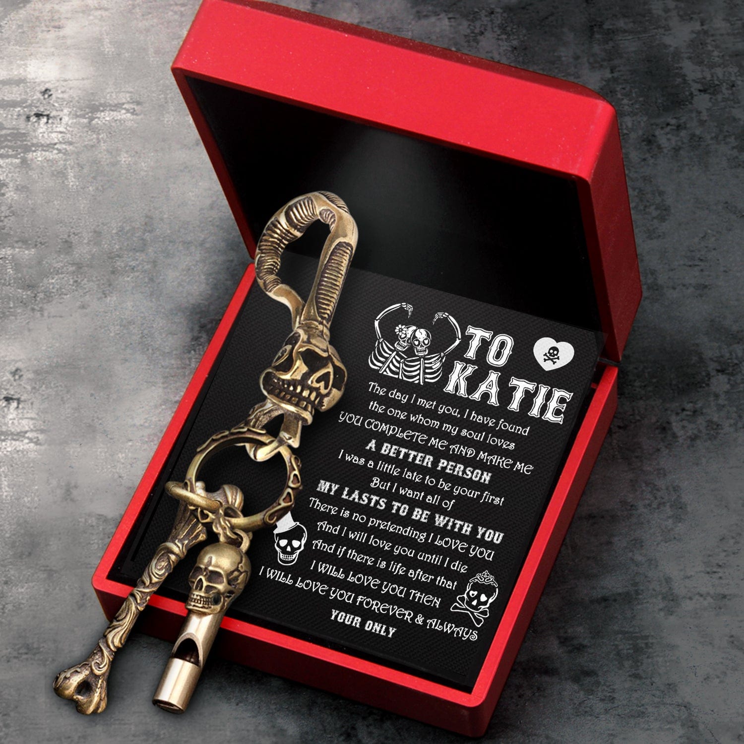 Skull Keychain Holder - My Man - I Will Love You Forever & Always - Gkci26003