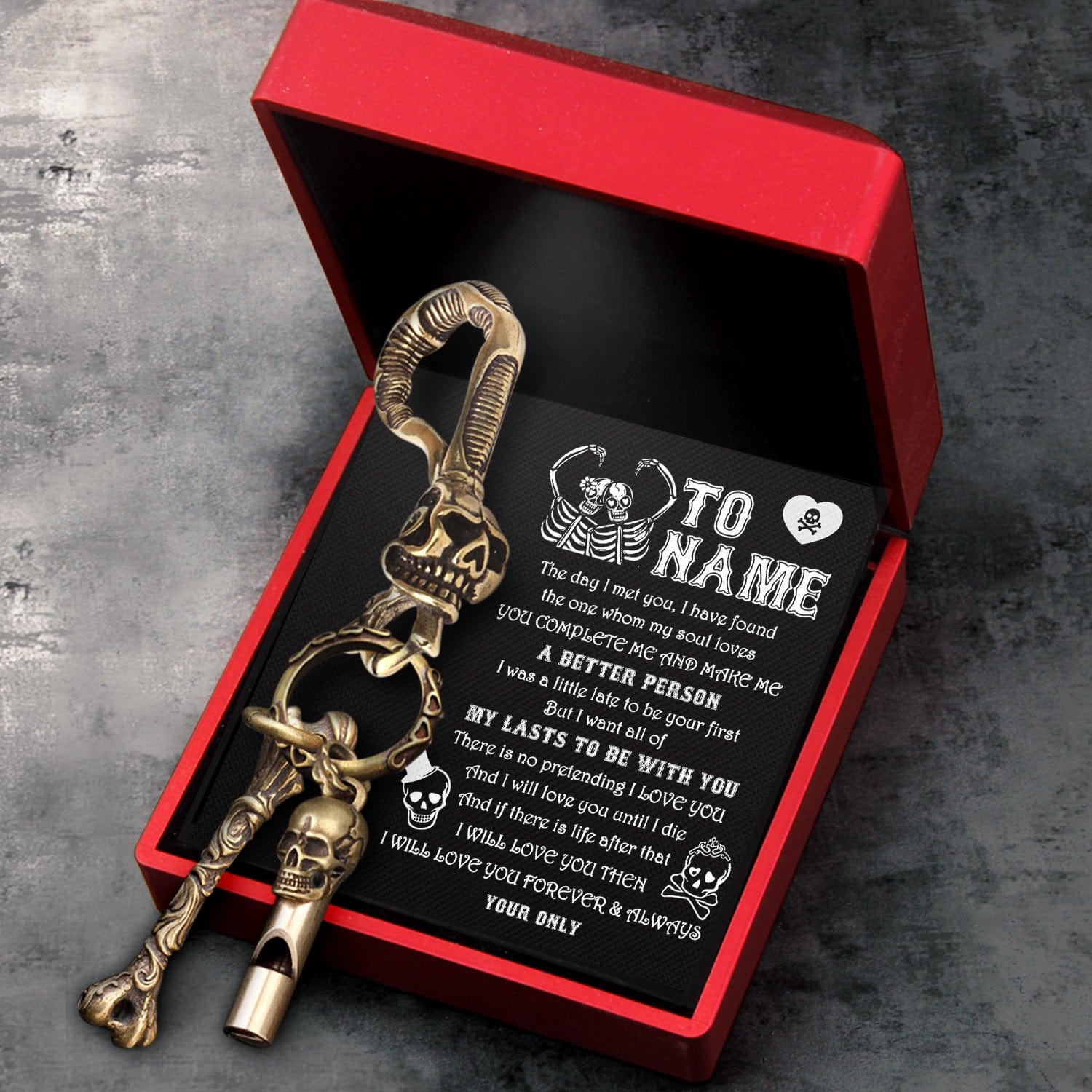 Skull Keychain Holder - My Man - I Will Love You Forever & Always - Gkci26003