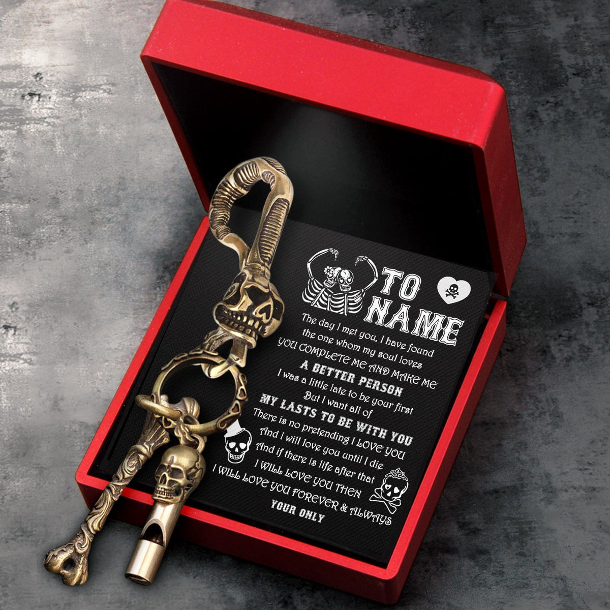 Skull Keychain Holder - My Man - I Will Love You Forever & Always - Gkci26003