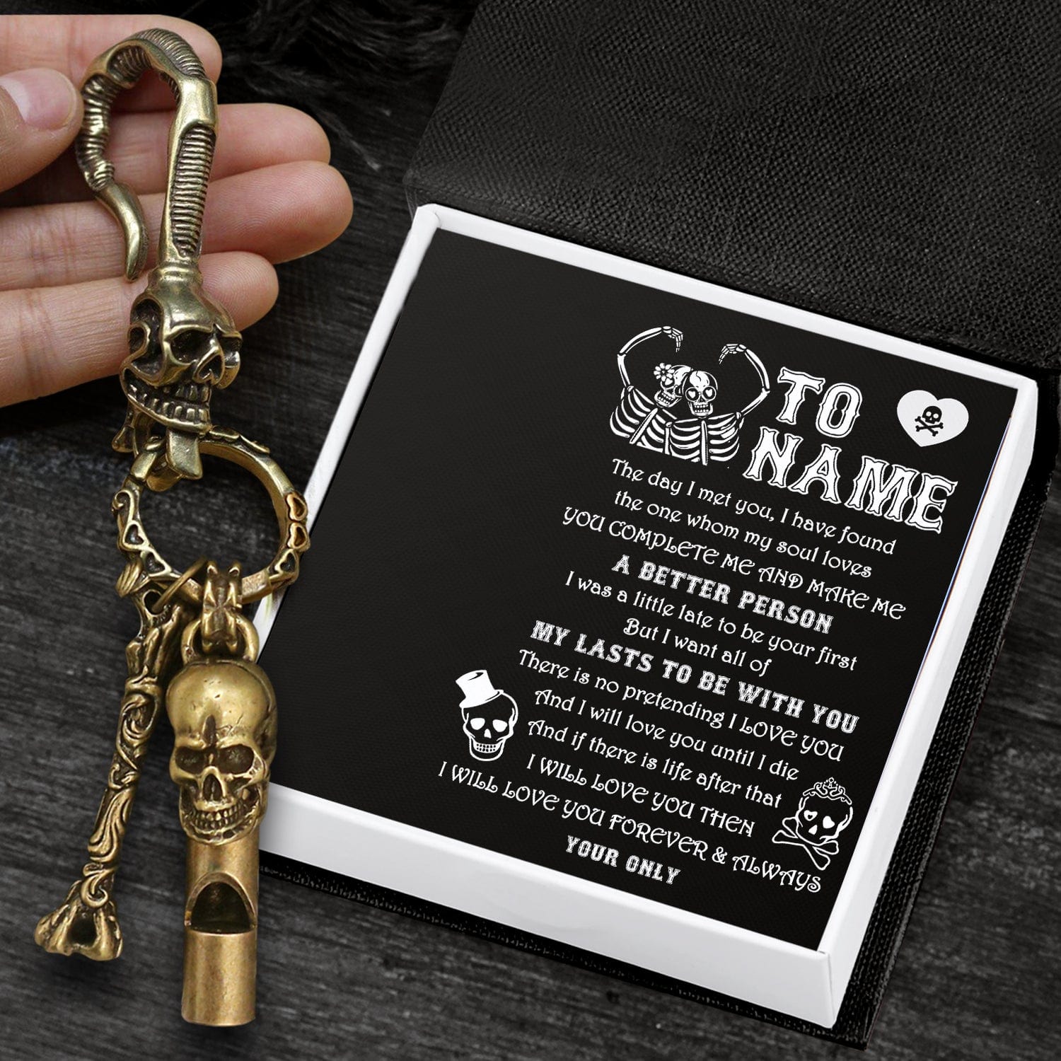 Skull Keychain Holder - My Man - I Will Love You Forever & Always - Gkci26003
