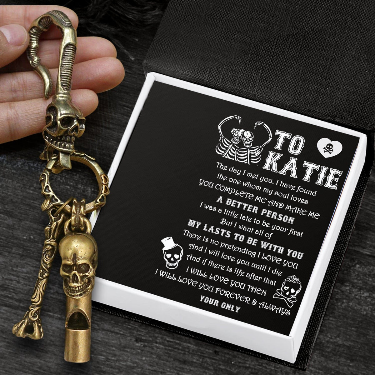 Skull Keychain Holder - My Man - I Will Love You Forever & Always - Gkci26003