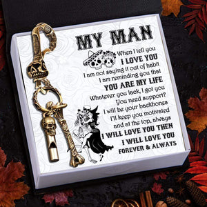Skull Keychain Holder - My Man - I Will Love You Forever & Always - Gkci26004