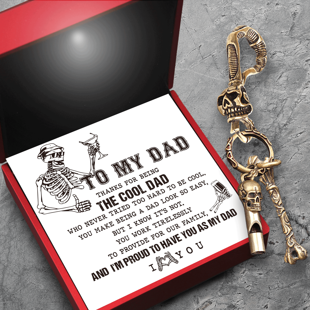 Skull Keychain Holder - Skull - To My Dad - I'm Proud To Have You As My Dad - Gkci18030