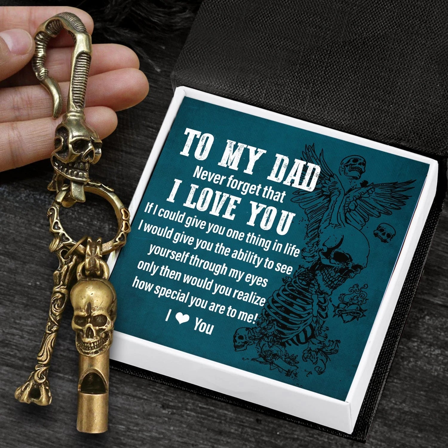 Wrapsify Skull Keychain Holder - Skull - to My Dad - Never Forget That I Love You - Gkci18028 Buy with Handmade Gift Box