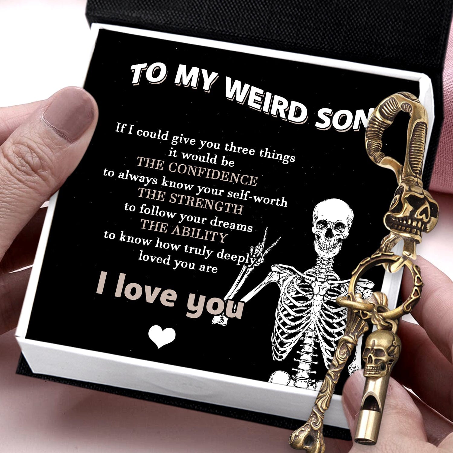 Skull Keychain Holder - Beard - To My Weird Husband - I Love You & You -  Gifts Holder