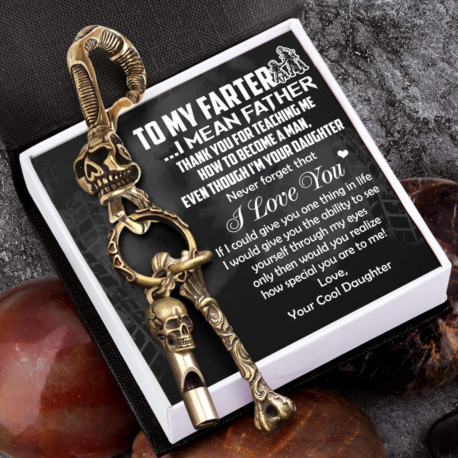 Wrapsify Skull Keychain Holder - to My Father - from Daughter - How Special You Are to Me - Gkci18009 Buy with Handmade Gift Box
