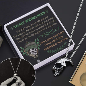 Skull Necklace - Skull & Tattoo - To My Weird Man - Deeper In Love Every Day - Gnag26007