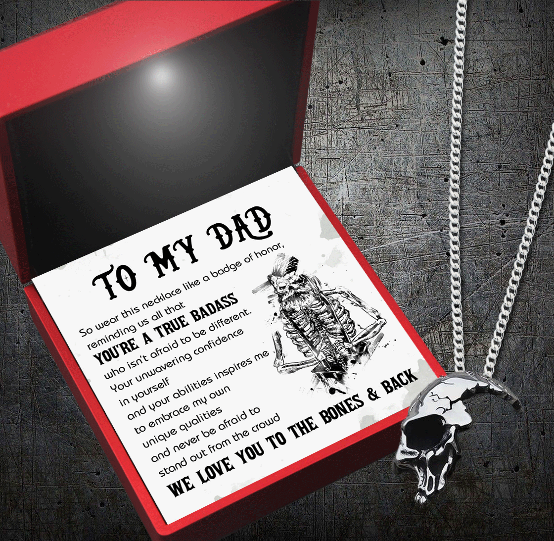 Skull Necklace - Skull - To My Dad - We Love You To The Bones & Back - Gnag18005
