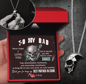 Skull Necklace - Skull - To My Dad - You're A True Badass - Gnag18003