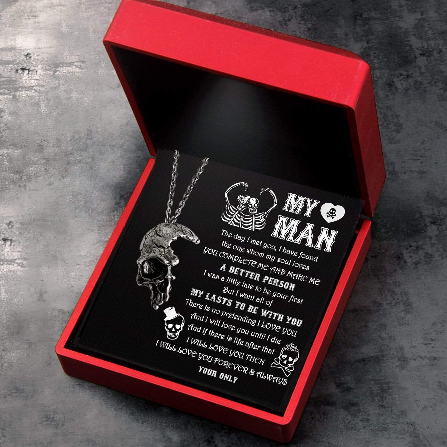 Skull Necklace - Skull - To My Man - I Love You - Gnag26003