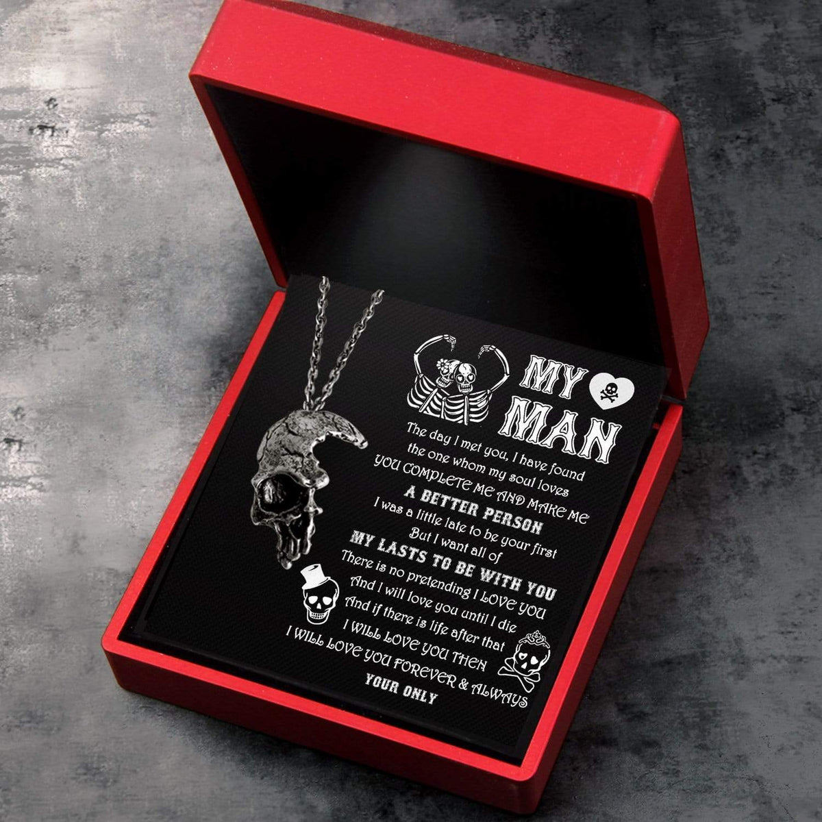 Skull Necklace - Skull - To My Man - I Love You - Gnag26003