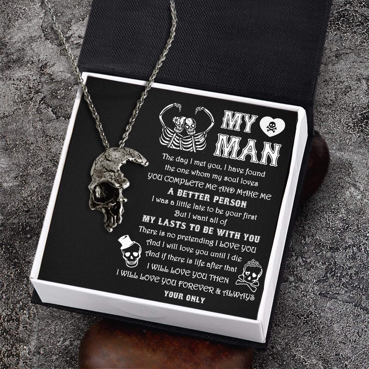Skull Necklace - Skull - To My Man - I Love You - Gnag26003