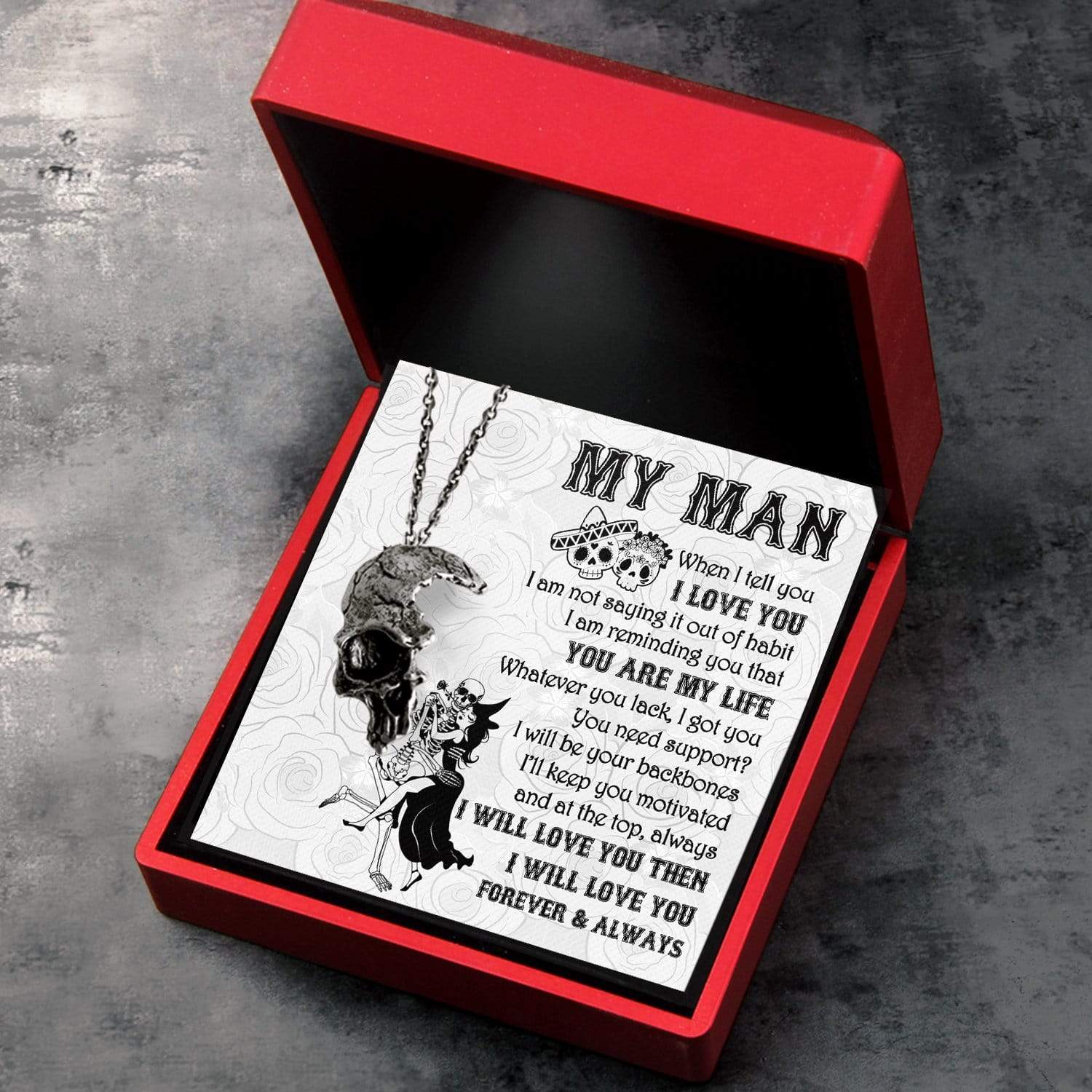 Skull Necklace - Skull - To My Man - I Will Love You - Gnag26004