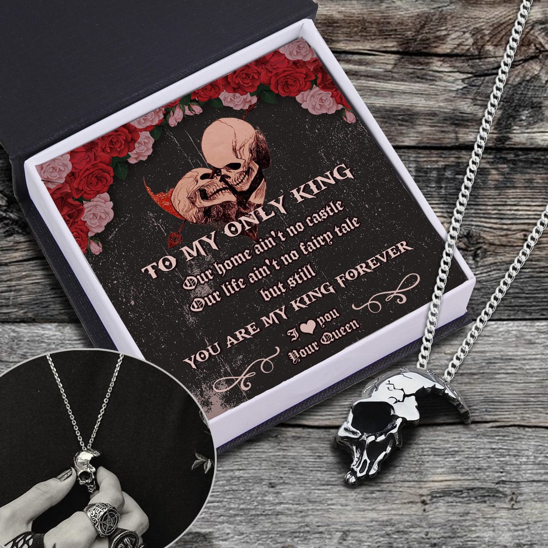 Skull Necklace - Skull - To My Only King - You Are My King Forever  - Gnag26009