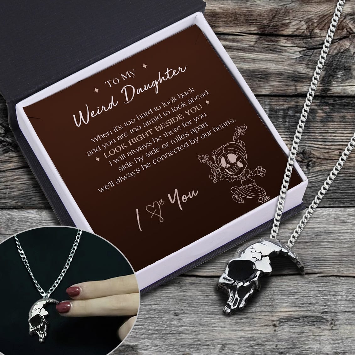 Skull Necklace - Skull - To My Weird Daughter - I Love You - Gnag17002
