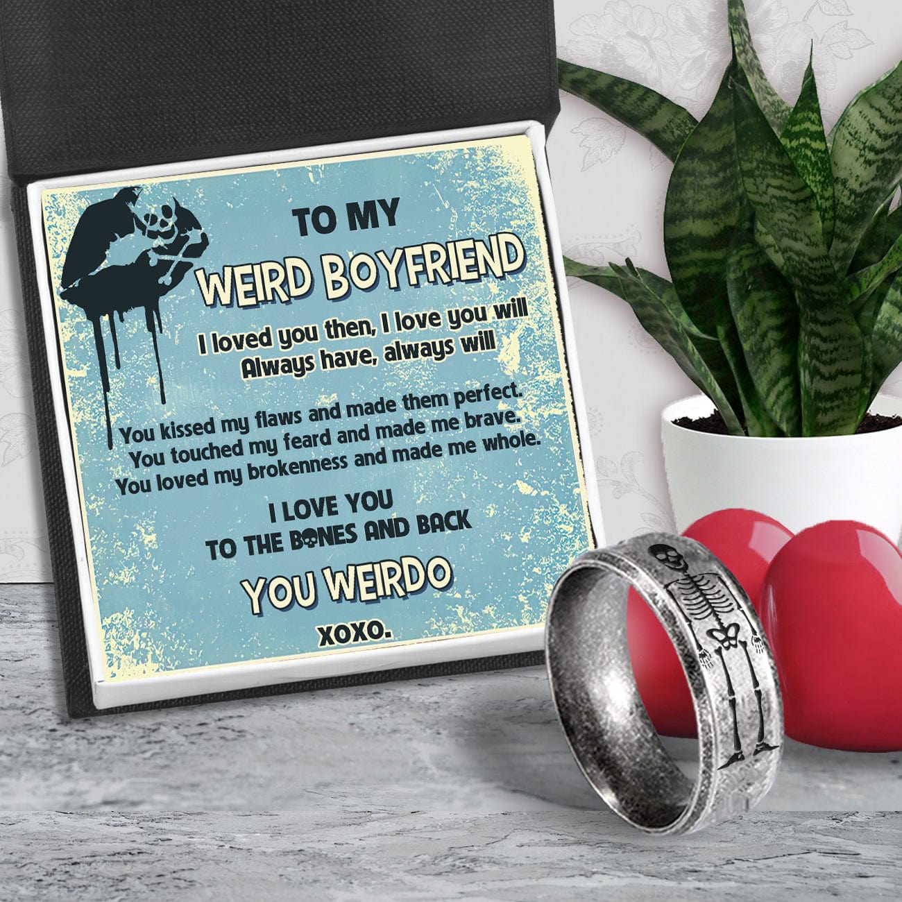 Skull Ring - Skull - To My Boyfriend - I Loved You Then, I Love You Will - Gri12005