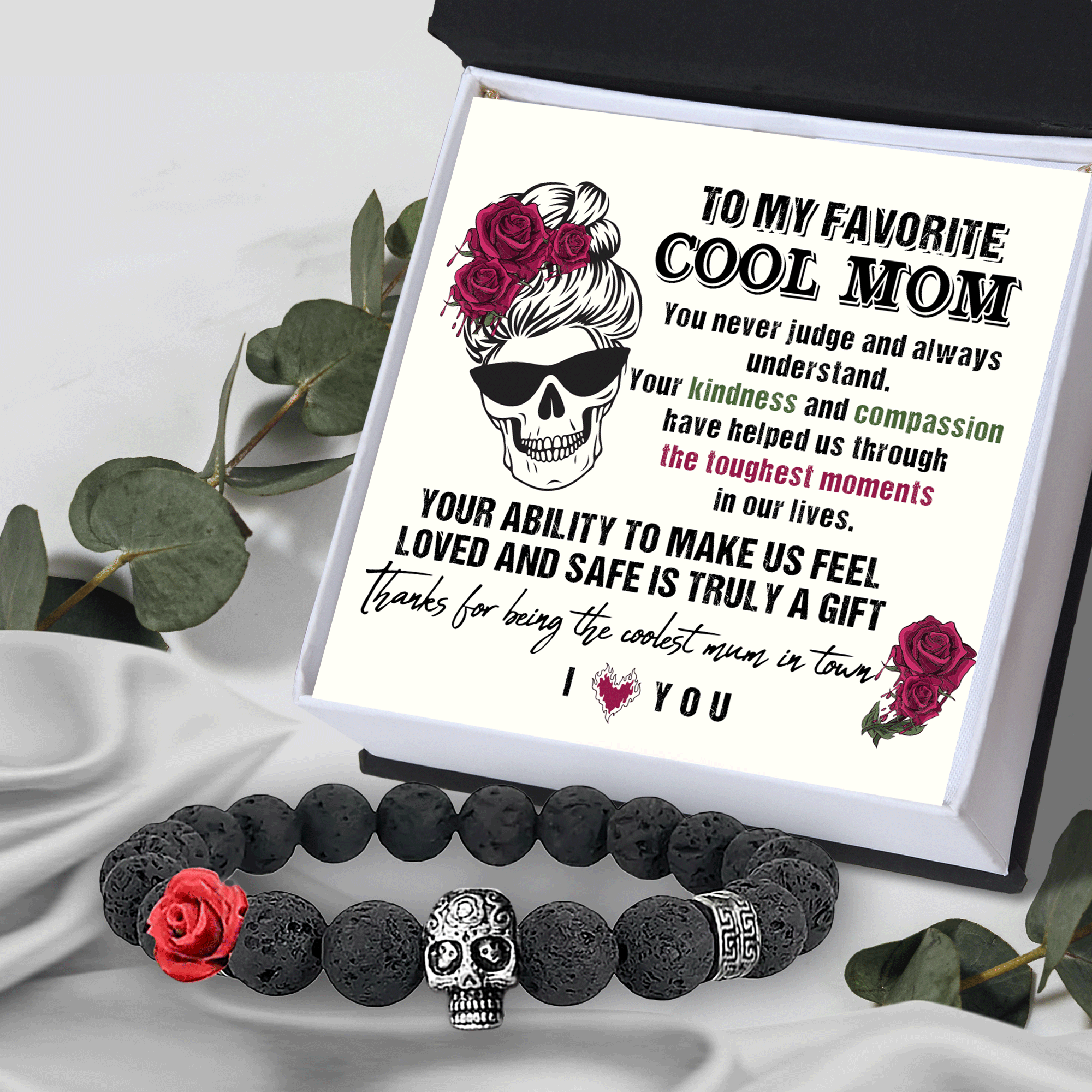 Skull Rose Bracelet - Skull - To My Favorite Mom - Love And Safe Is Truly A Gift - Gbxb19007