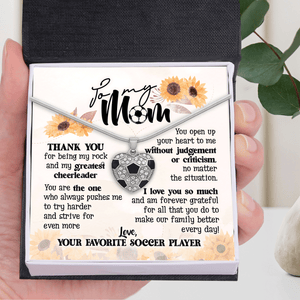 Soccer Heart Necklace - Soccer - To My Mom - Thank You For Being My Rock  - Gndw19016