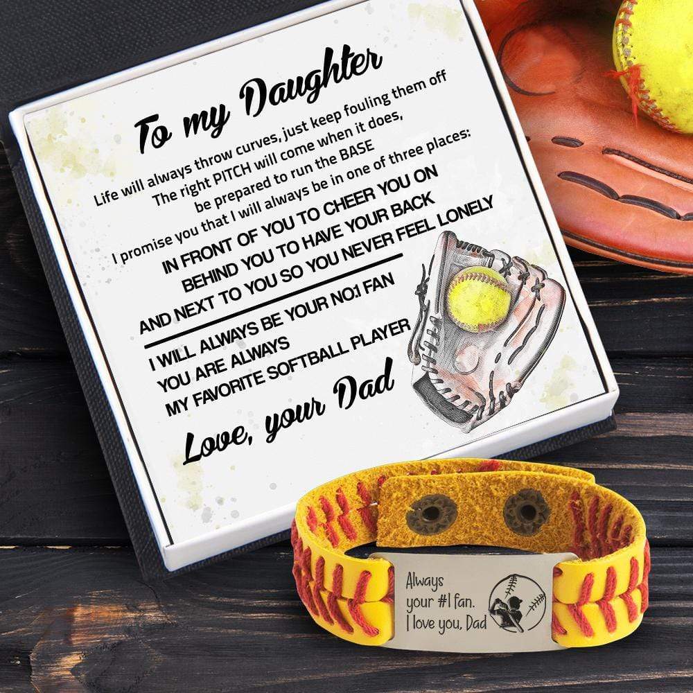 Softball Bracelet - Softball - To My Daughter - From Dad - Always Be Your No.1 Fans - Gbzk17008