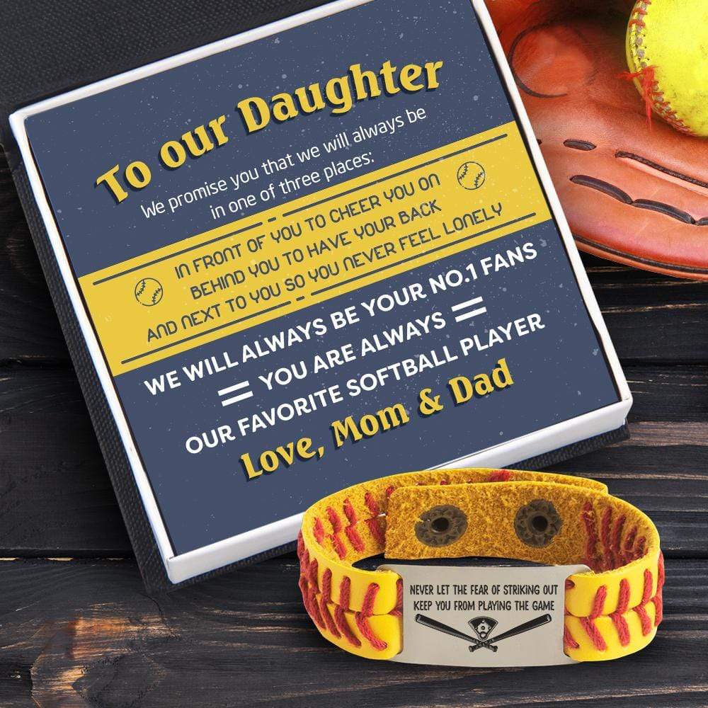 Softball Bracelet - Softball - To My Daughter - From Dad and Mom - We Will Always Be Your No.1 Fans - Gbzk17007