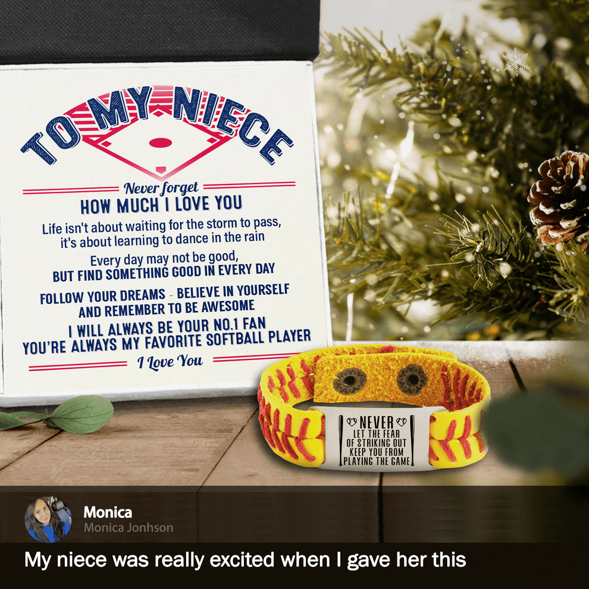 Softball Bracelet - Softball - To My Niece - Never Forget How Much I Love You - Gbzk28004