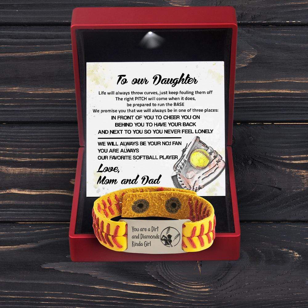 Softball Bracelet - Softball - To Our Daughter - From Dad and Mom - We Will Always Be Your No.1 Fans - Gbzk17009