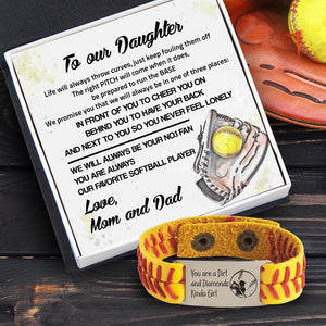 Softball Bracelet - Softball - To Our Daughter - From Dad and Mom - We Will Always Be Your No.1 Fans - Gbzk17009