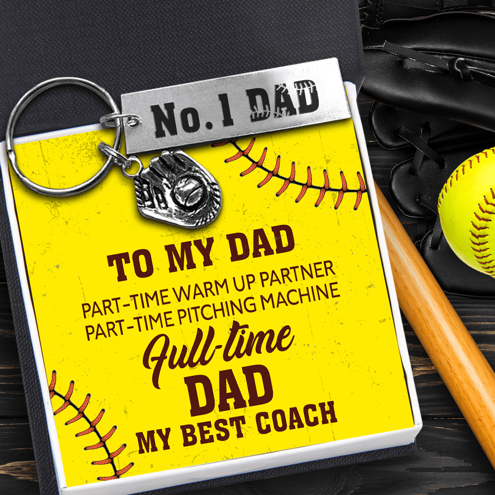Softball Glove Keychain - Softball - To My Dad - Full-Time Dad - Gkax18017
