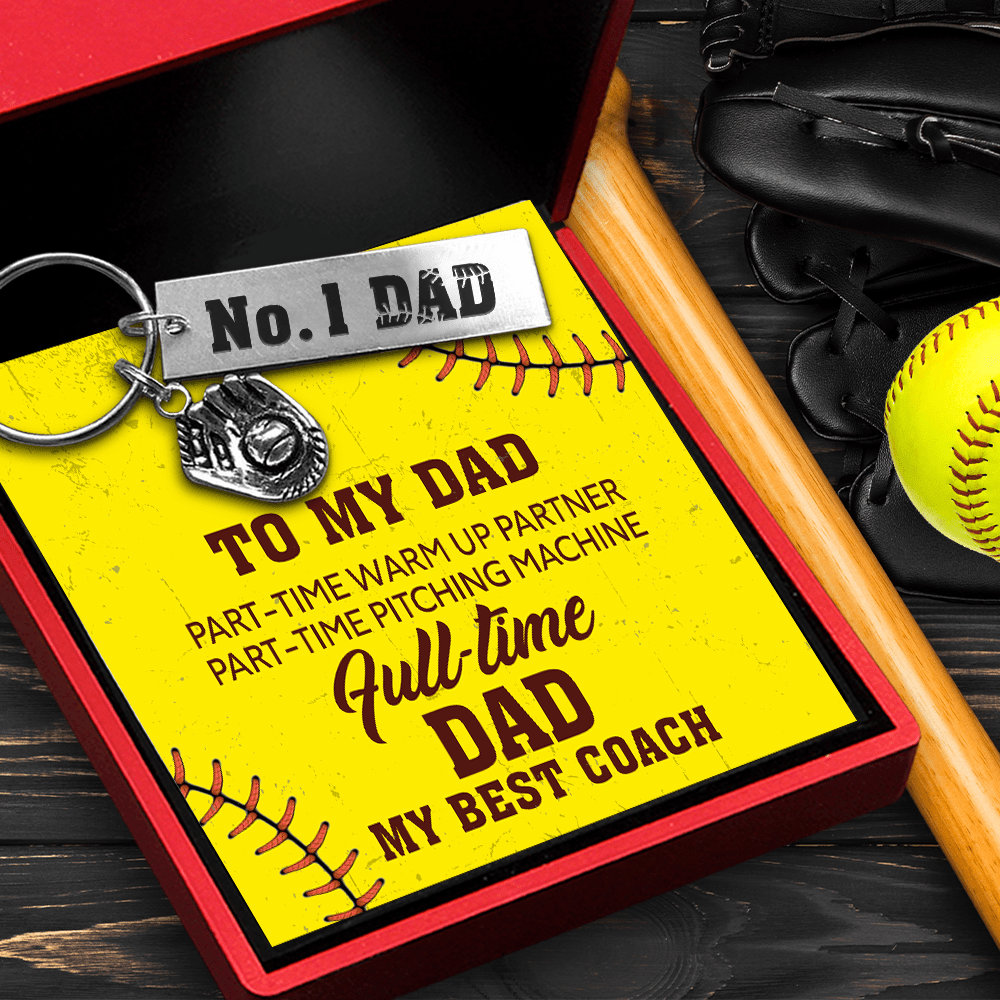 Softball Glove Keychain - Softball - To My Dad - Full-Time Dad - Gkax18017