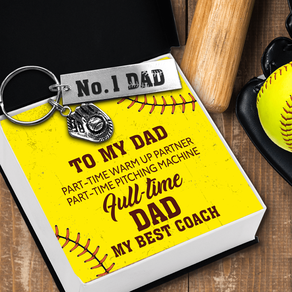 Softball Glove Keychain - Softball - To My Dad - Full-Time Dad - Gkax18017