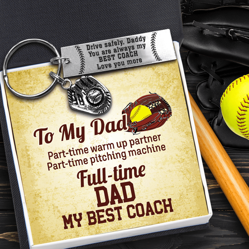 Softball Glove Keychain - Softball - To My Dad - My Best Coach - Gkax18016