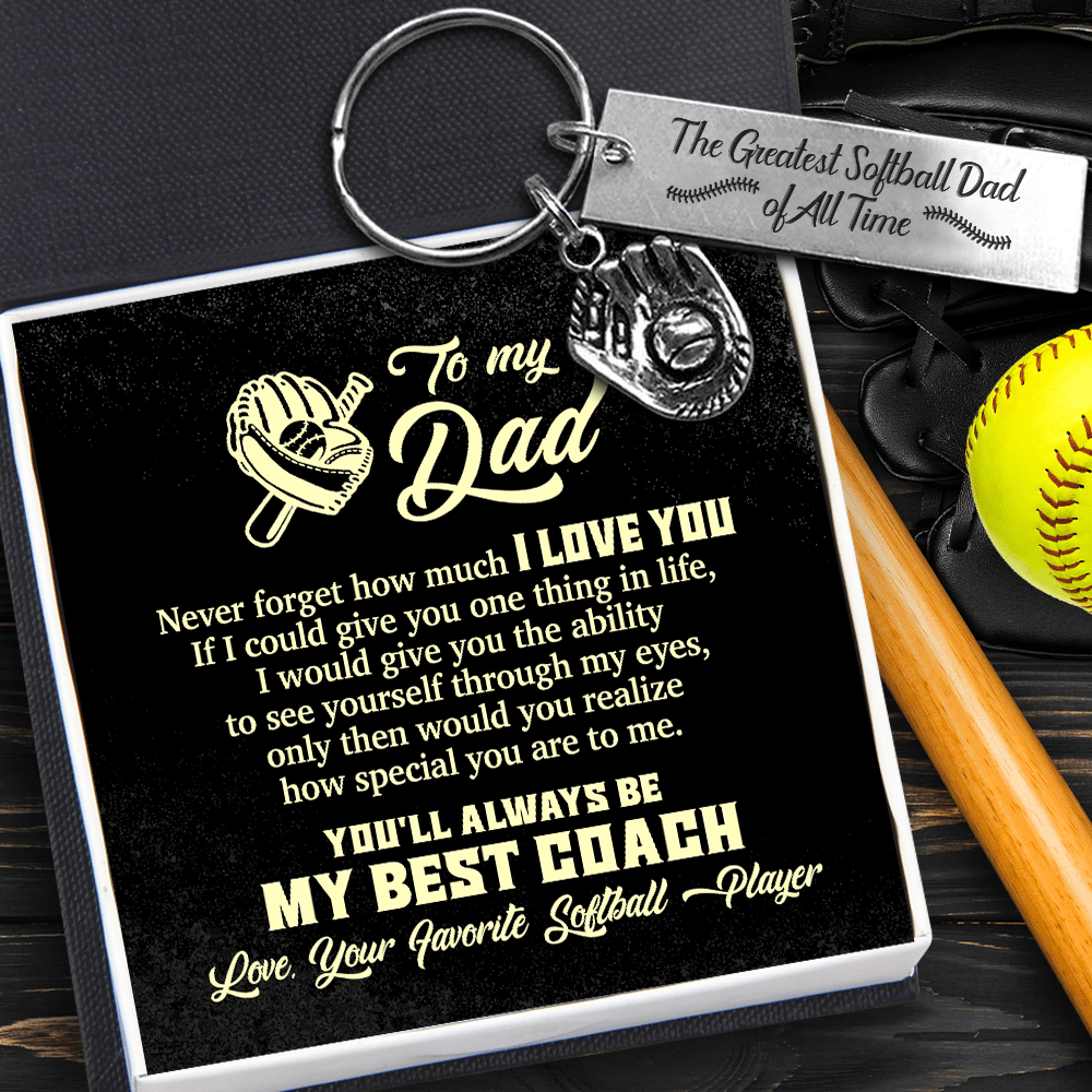 Softball Glove Keychain - Softball - To My Dad - Never Forget How Much I Love You - Gkax18020