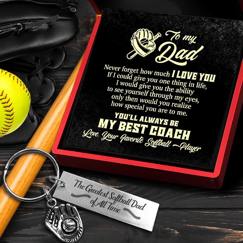 Softball Glove Keychain - Softball - To My Dad - Never Forget How Much I Love You - Gkax18020