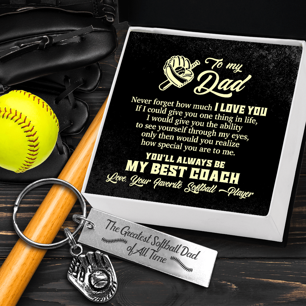 Softball Glove Keychain - Softball - To My Dad - Never Forget How Much I Love You - Gkax18020