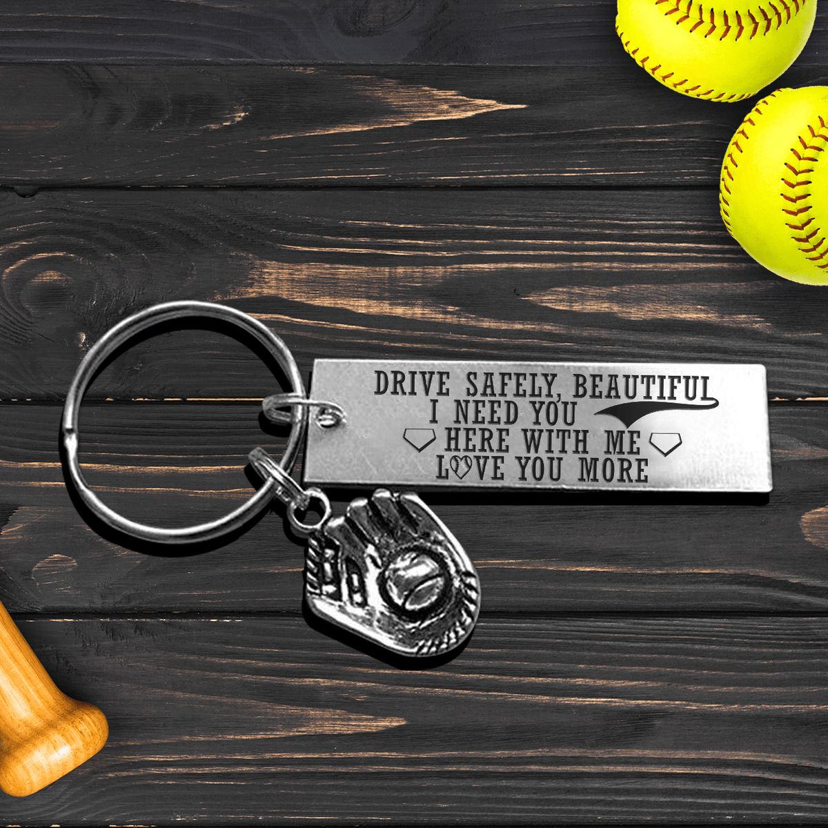 Softball Glove Keychain - Softball - To My Daughter - I Need You Here With Me - Gkax17007