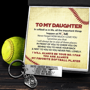 Softball Glove Keychain - Softball - To My Daughter - I Need You Here With Me - Gkax17007